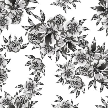 Kusursuz tek renkli klasik çiçek deseni