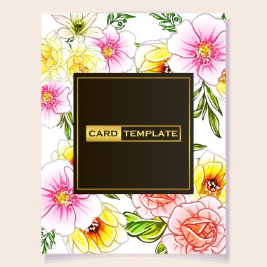 Renkli davetiye, Vintage tarzı çiçekler desen