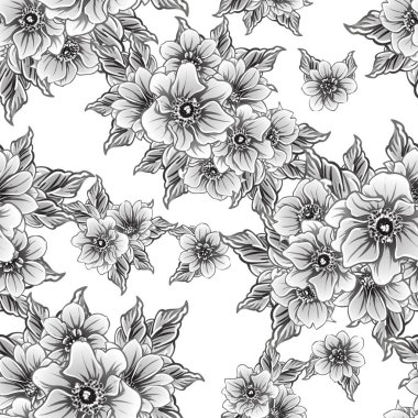 Kusursuz tek renkli klasik çiçek deseni