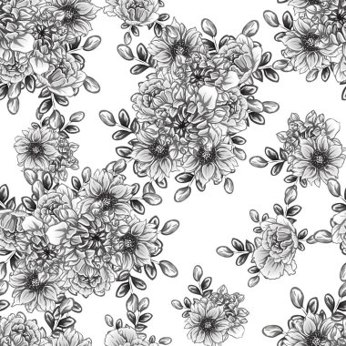 Kusursuz tek renkli klasik çiçek deseni