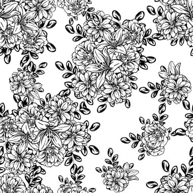 Kusursuz tek renkli klasik çiçek deseni