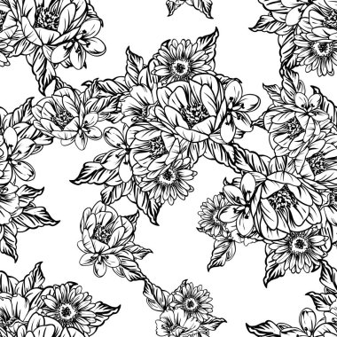 Kusursuz tek renkli klasik çiçek deseni