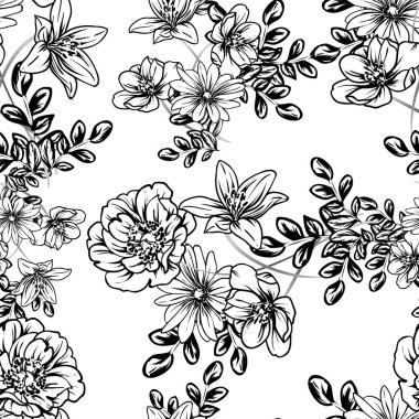 Kusursuz tek renkli klasik çiçek deseni