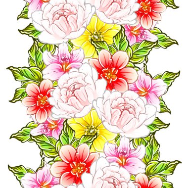 Renkli vintage tarzı çiçekler pürüzsüz desen