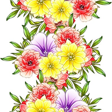 Renkli vintage tarzı çiçekler pürüzsüz desen