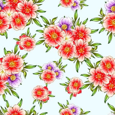 Renkli vintage tarzı çiçekler pürüzsüz desen
