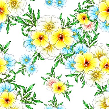 Renkli vintage tarzı çiçekler pürüzsüz desen