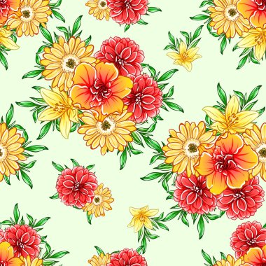 Renkli vintage tarzı çiçekler pürüzsüz desen