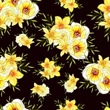 Renkli vintage tarzı çiçekler pürüzsüz desen