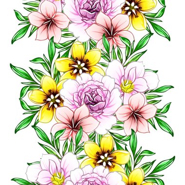 Renkli vintage tarzı çiçekler pürüzsüz desen