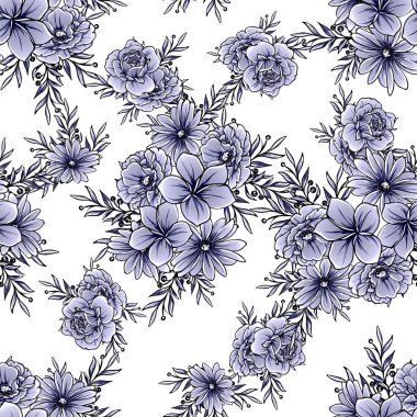 Mono Vintage tarzı çiçekler Dikişsiz desen