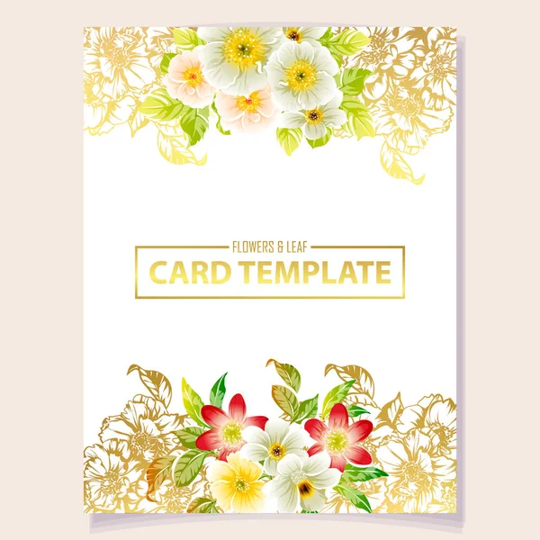 Colourful Invitation Card Vintage Style Flowers Pattern — Stock Vector