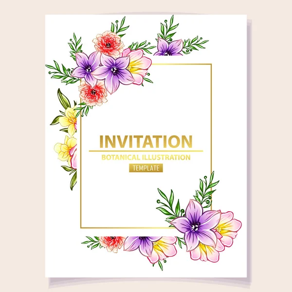 Tarjeta Invitación Colorida Patrón Flores Estilo Vintage — Archivo Imágenes Vectoriales