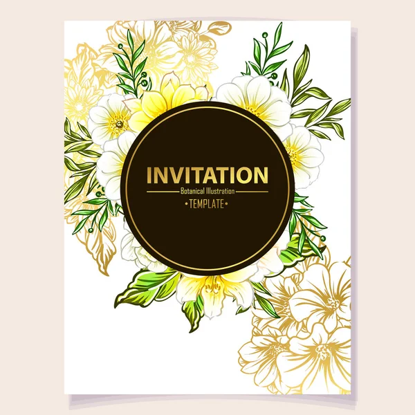 カラフルな招待状 ヴィンテージスタイルの花のパターン — ストックベクタ