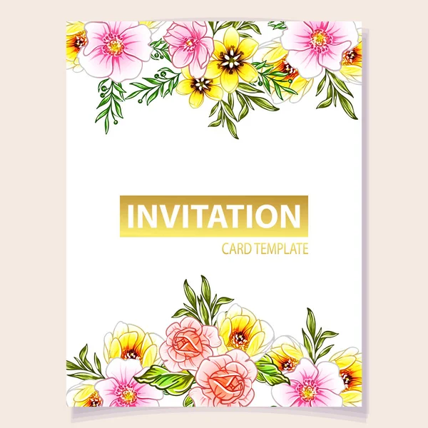Bunte Einladungskarte Blumenmuster Vintage Stil — Stockvektor
