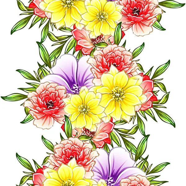 Kleurrijke Vintage Stijl Bloemen Naadloos Patroon — Stockvector