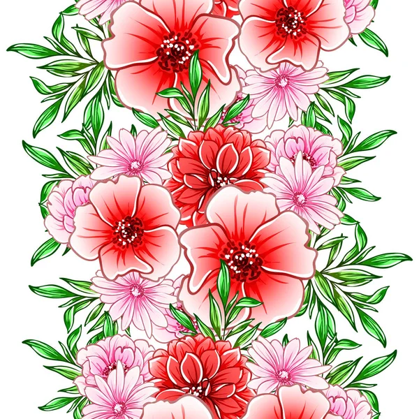 Kleurrijke Vintage Stijl Bloemen Naadloos Patroon — Stockvector