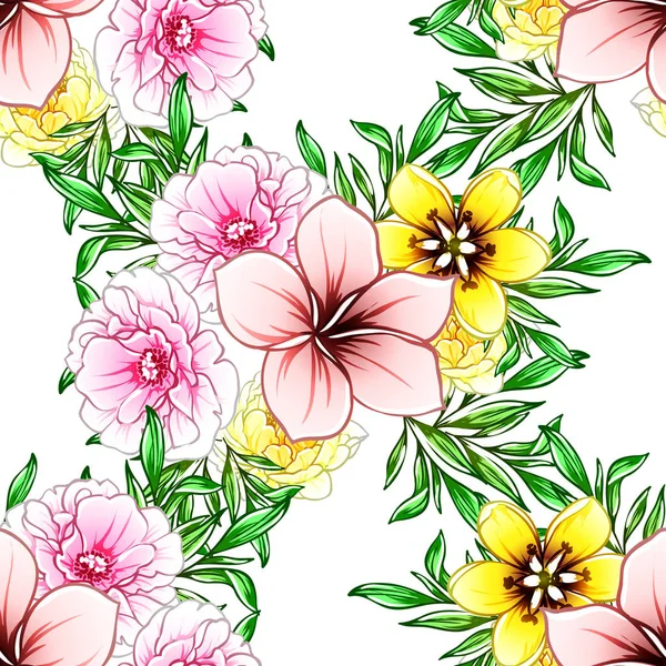 Coloridas Flores Estilo Vintage Patrón Sin Costuras — Vector de stock