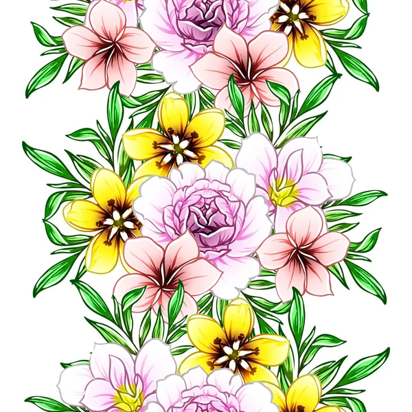 Fleurs Style Vintage Coloré Motif Sans Couture — Image vectorielle