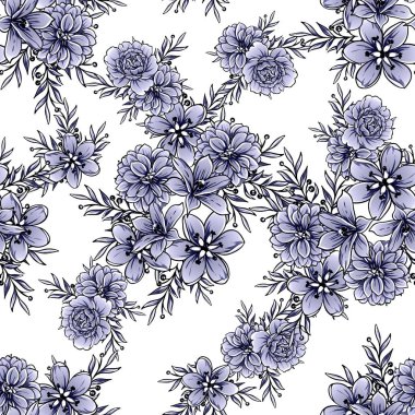 Mono Vintage tarzı çiçekler Dikişsiz desen