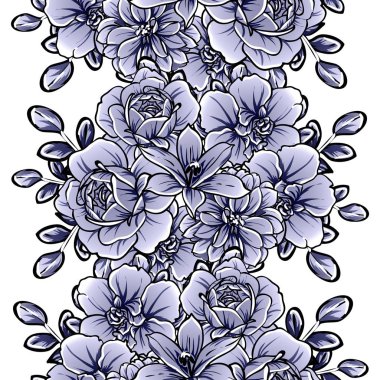 Mono Vintage tarzı çiçekler Dikişsiz desen