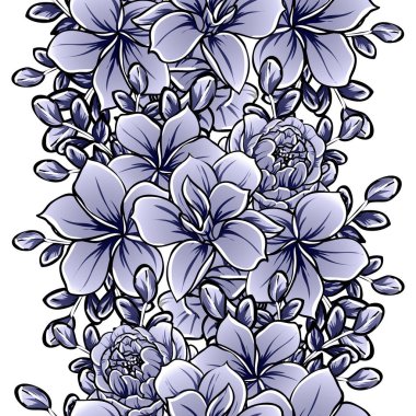 Mono Vintage tarzı çiçekler Dikişsiz desen