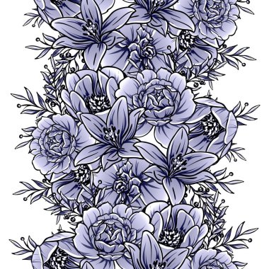 Mono Vintage tarzı çiçekler Dikişsiz desen