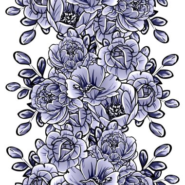 Mono Vintage tarzı çiçekler Dikişsiz desen
