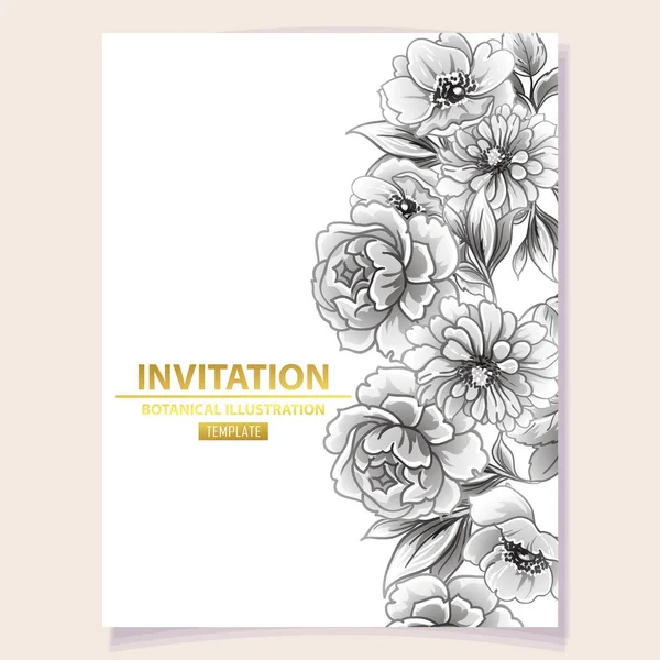 Colourful Invitation Card Vintage Style Flowers Pattern — Stock Vector