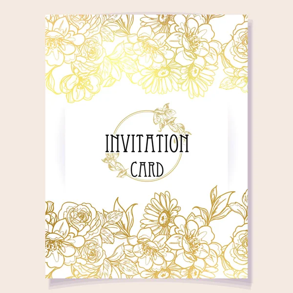 Colourful Invitation Card Vintage Style Flowers Pattern — Stock Vector