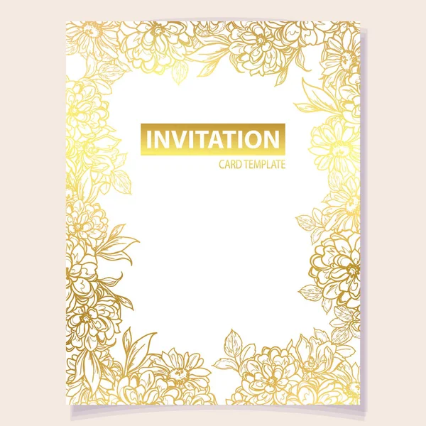 Colourful Invitation Card Vintage Style Flowers Pattern — Stock Vector