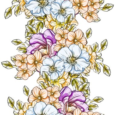Renkli vintage tarzı çiçekler pürüzsüz desen