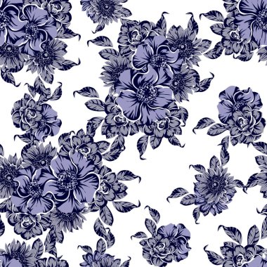 Mono Vintage tarzı çiçekler Dikişsiz desen