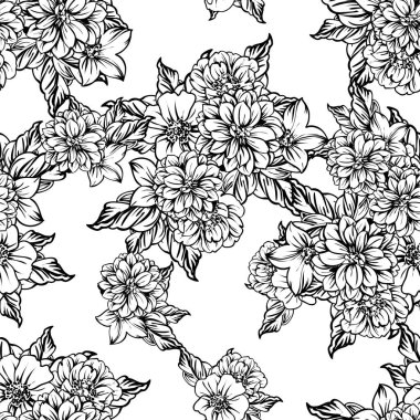 Kusursuz tek renkli klasik çiçek deseni