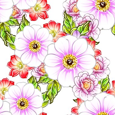 Renkli vintage tarzı çiçekler pürüzsüz desen