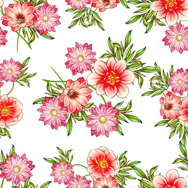 Renkli vintage tarzı çiçekler pürüzsüz desen