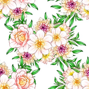 Renkli vintage tarzı çiçekler pürüzsüz desen