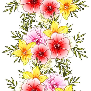 Renkli vintage tarzı çiçekler pürüzsüz desen