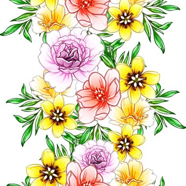 Renkli vintage tarzı çiçekler pürüzsüz desen