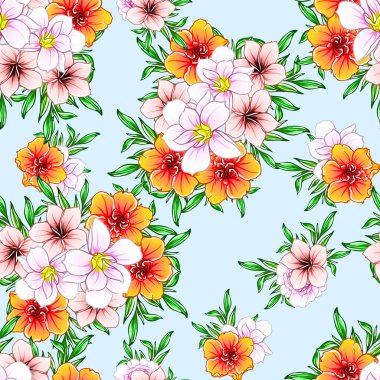 Renkli vintage tarzı çiçekler pürüzsüz desen