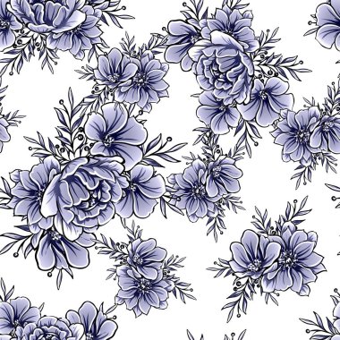 Mono Vintage tarzı çiçekler Dikişsiz desen