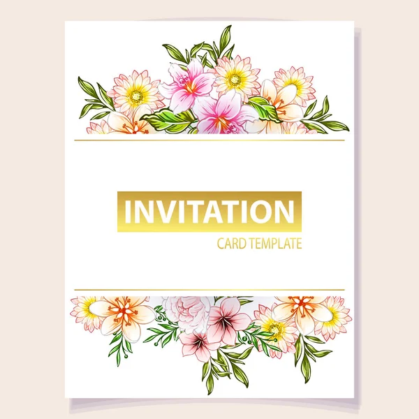 Kleurrijke Uitnodigingskaart Vintage Stijl Bloemen Patroon — Stockvector