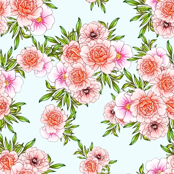Renkli vintage tarzı çiçekler pürüzsüz desen