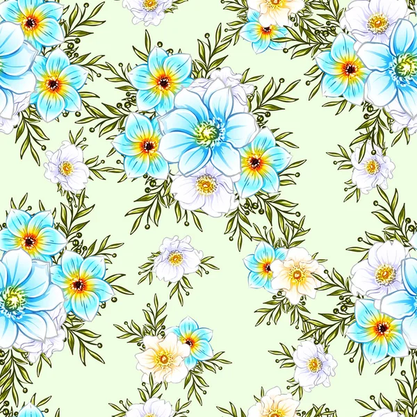 Colorato Stile Vintage Fiori Modello Senza Soluzione Continuità — Vettoriale Stock