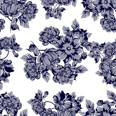 Mono Vintage tarzı çiçekler Dikişsiz desen