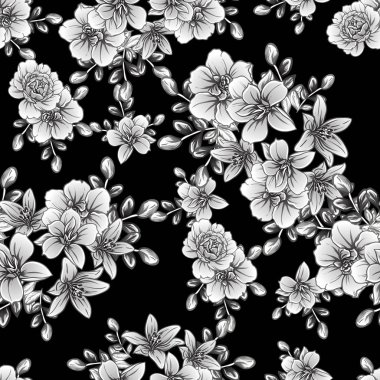 Kusursuz tek renkli klasik çiçek deseni
