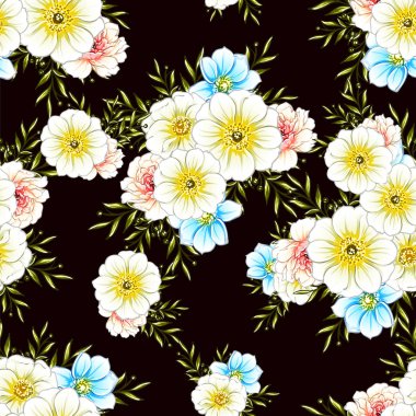 Renkli vintage tarzı çiçekler pürüzsüz desen