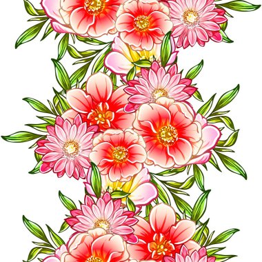 Renkli vintage tarzı çiçekler pürüzsüz desen