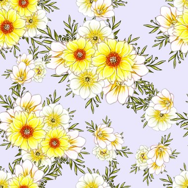 Renkli vintage tarzı çiçekler pürüzsüz desen