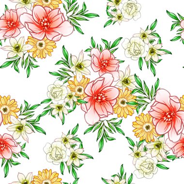 Renkli vintage tarzı çiçekler pürüzsüz desen